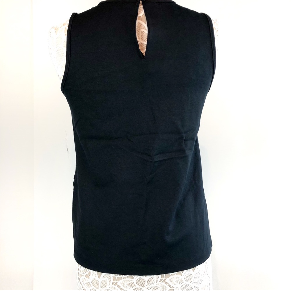 Anthropologie Lace Shell Top Blue Black postmark - Picture 4 of 8